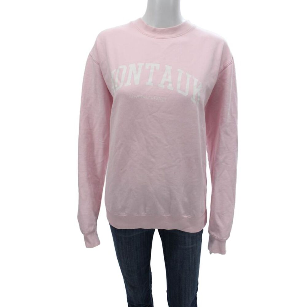 Love Shack Fancy Womens Pink Pullover Sweatshirt Long Sleeve Preppy Size M